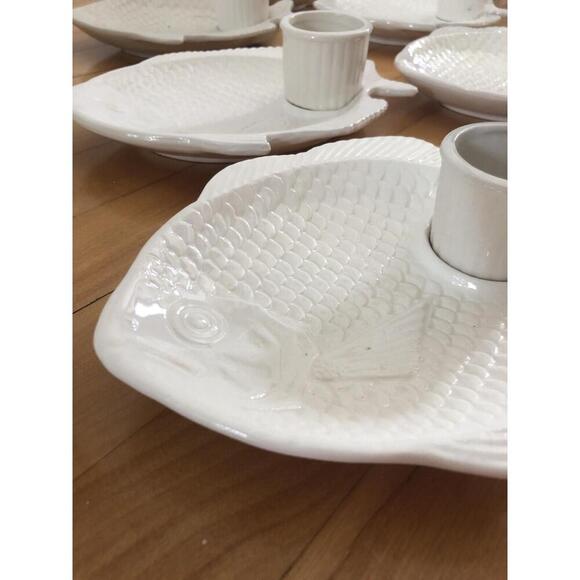 VINTAGE JAPAN Ceramic Sushi Plate Sauce Cup 8 Inch Fish Shape Sold By Each - Picture 2 of 5